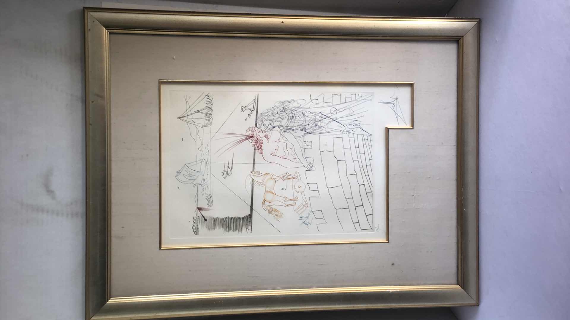 Photo 1 of PAINTING OF 2 PEOPLE A HORSE OCEAN AND CASTLE SPIRES 30” X 22“