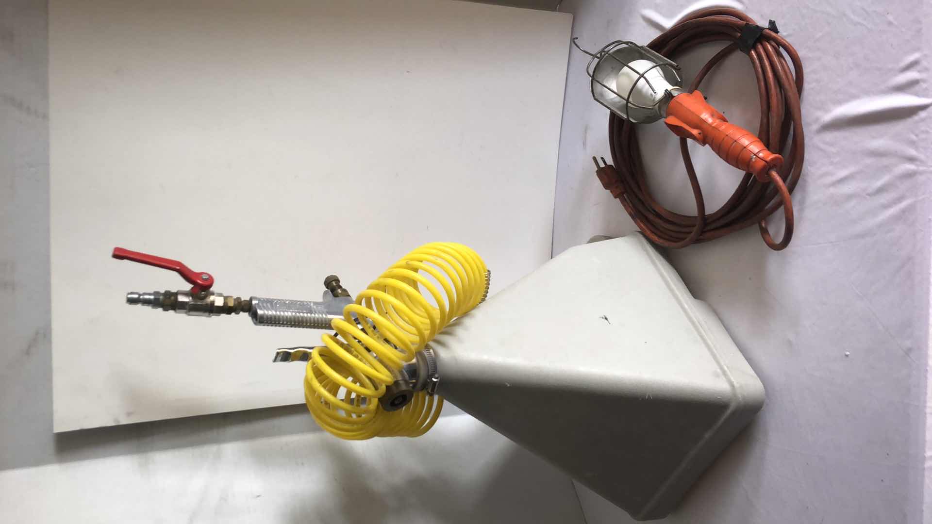 Photo 1 of INDUSTRIAL HOPPER FOR PAINT SPRAYER AND WORKSHOP LIGHT W EXTENSION CABLE