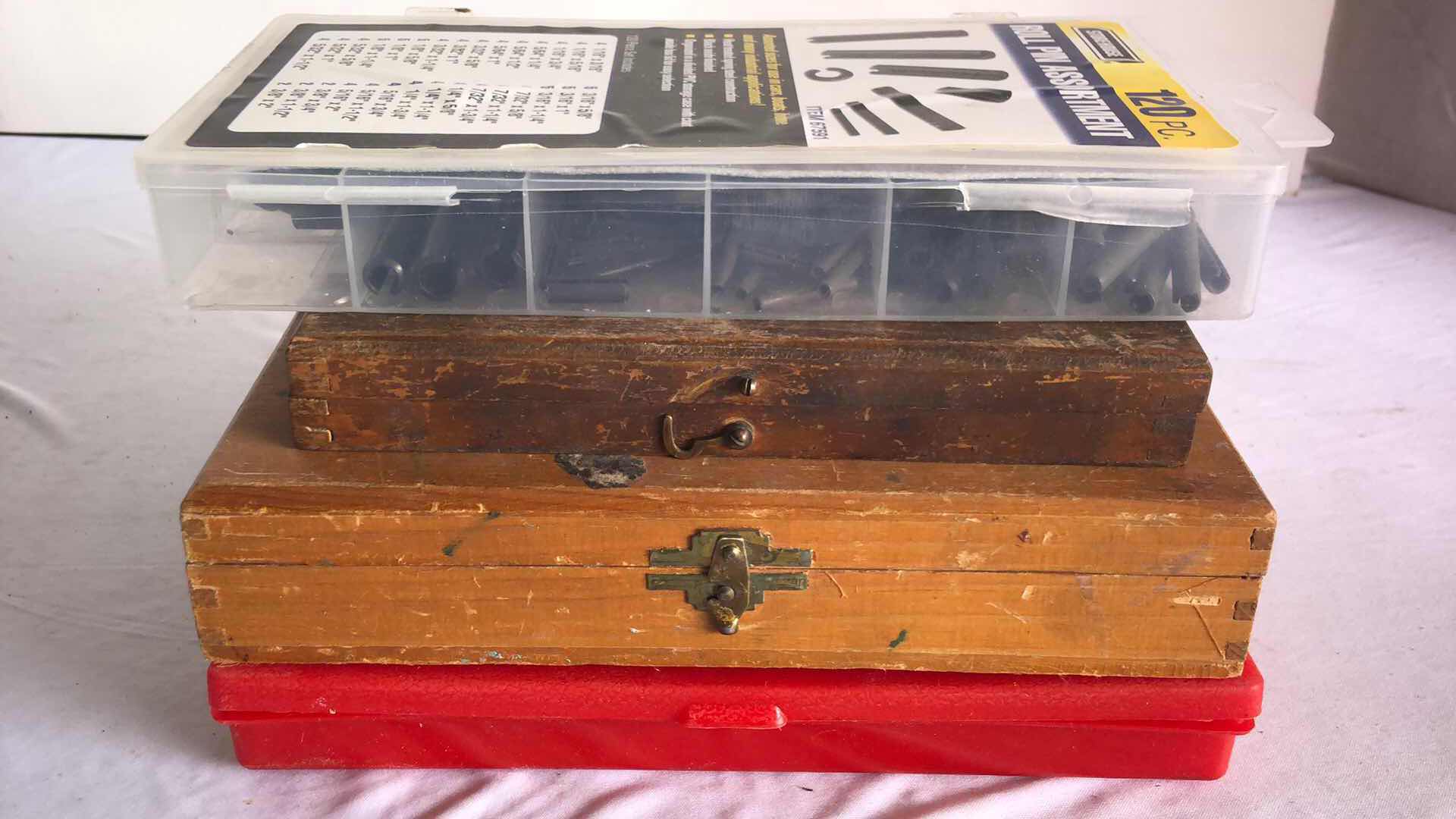 Photo 1 of 3 ASSORTED DIE AND TAP SETS WITH BOX OF STOREHOUSE ROLL PINS