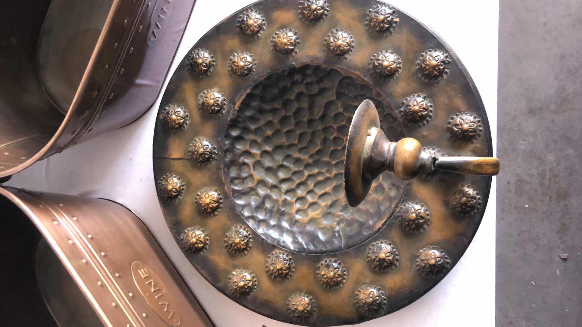 Photo 1 of COPPER DECORATIVE WINE TUBS AND HAMMERED WALL SCONCE