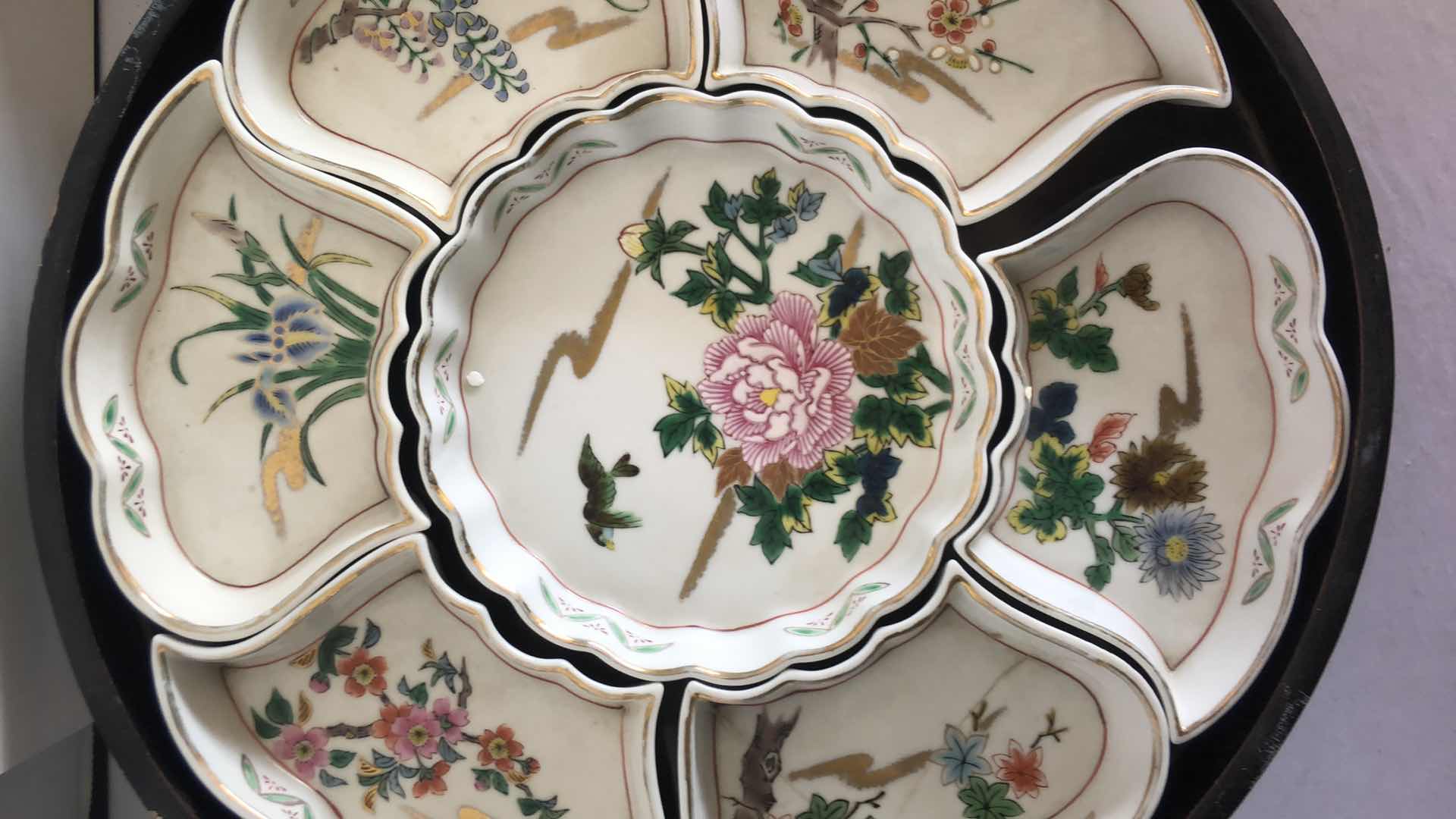 View 4 of TEA POT W 5 CUPS AND SERVING CHINA ON LAZY SUZAN