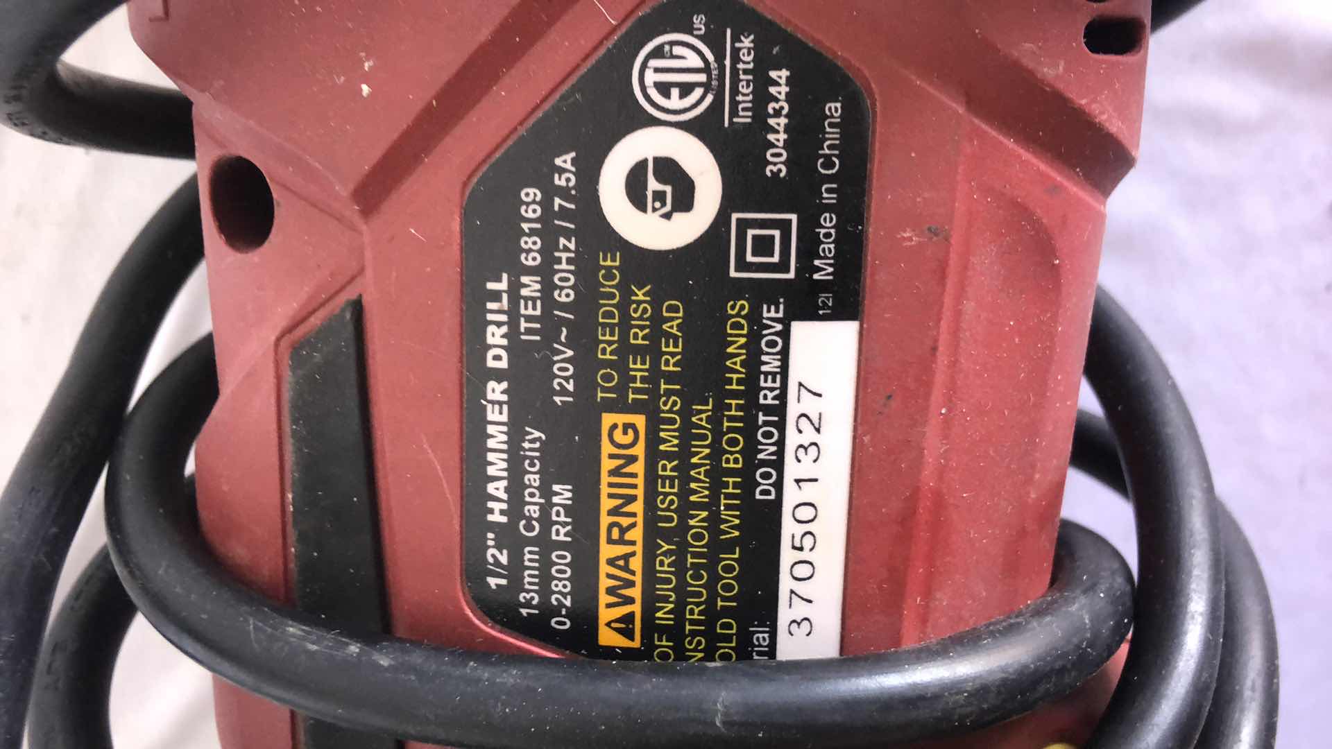 Photo 1 of CHICAGO ELECTRIC 1/2” HAMMER DRILL