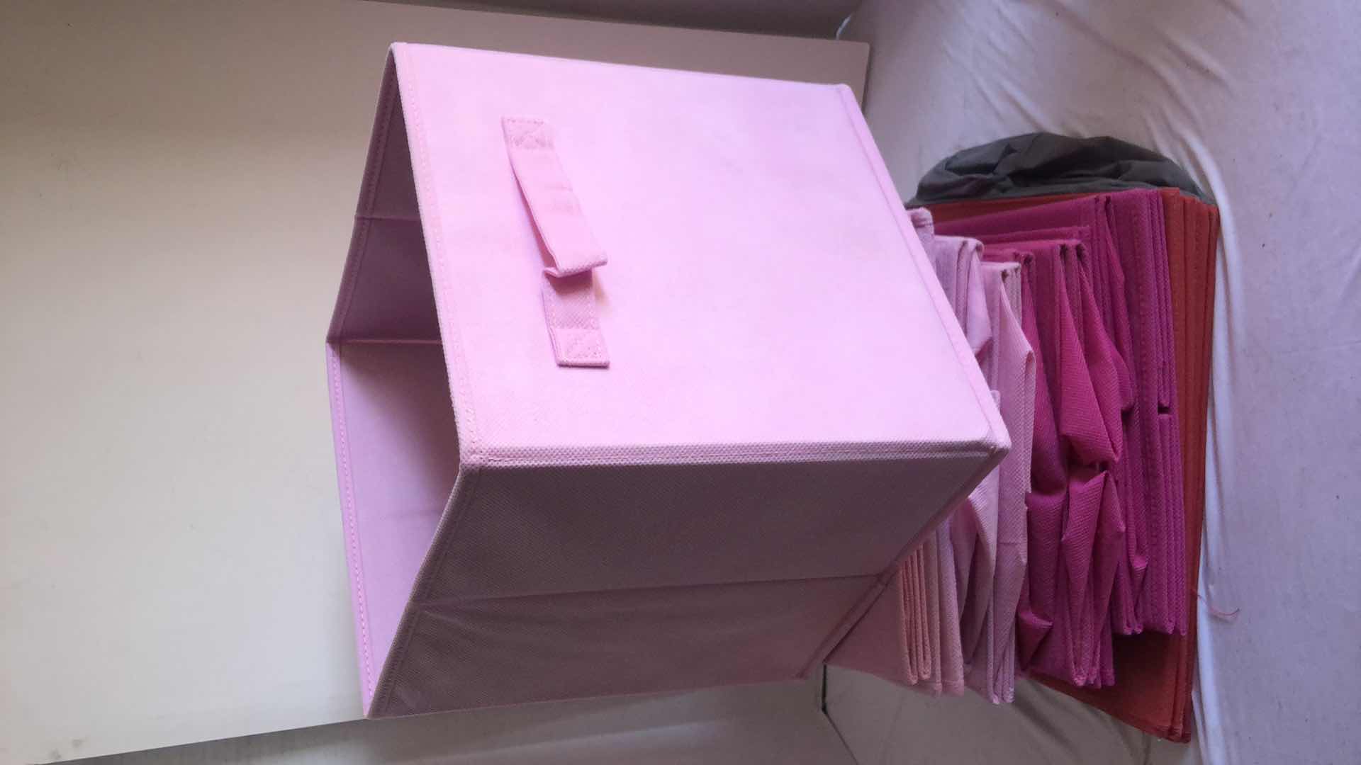 Photo 1 of 13 COLLAPSABLE STACKING FABRIC BOXES AND 4 ROOM ESSENTIALS BED RISERS