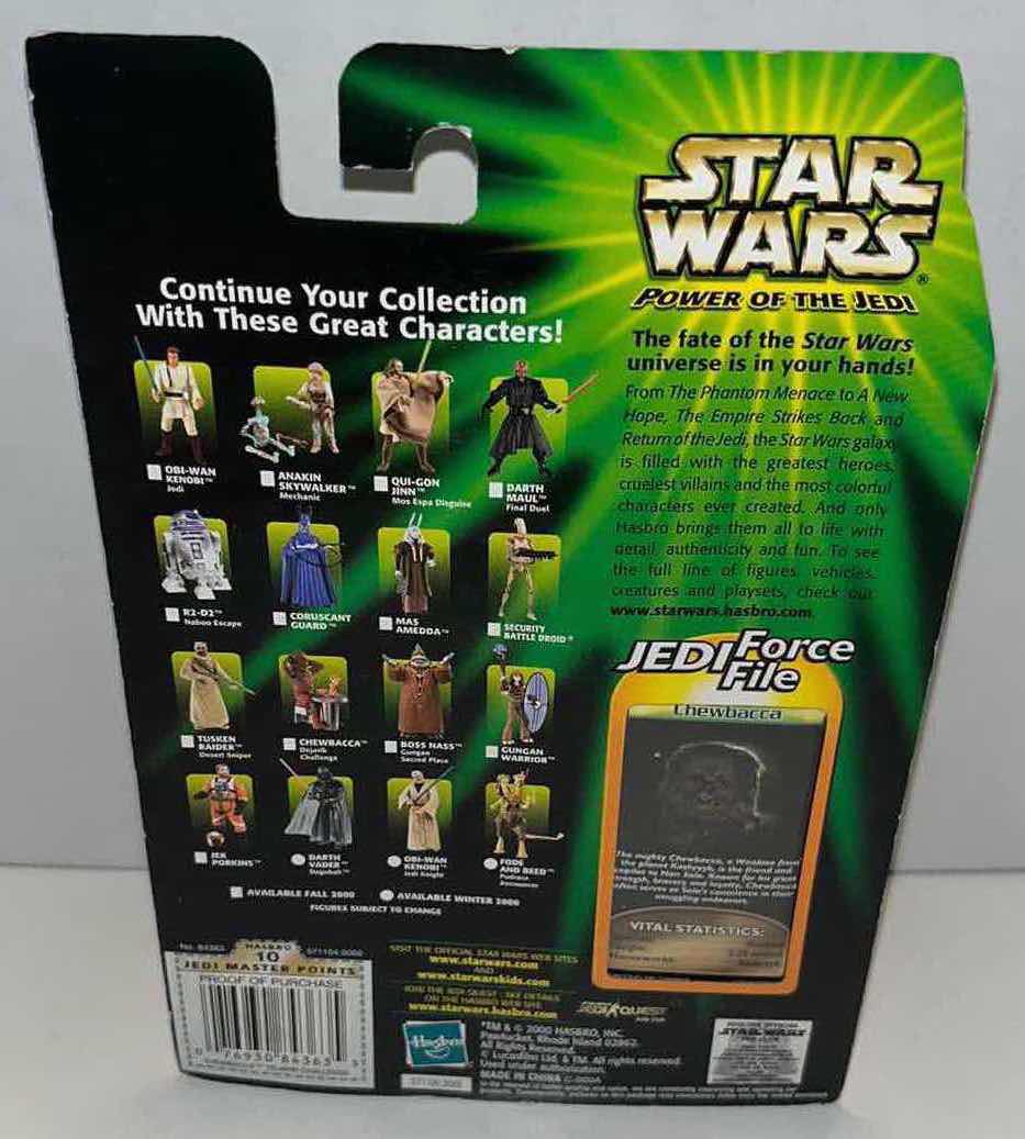 Photo 1 of $25 NEW HASBRO 2000 STAR WARS THE POWER OF THE JEDI ACTION FIGURE & ACCESSORIES W JEDI FORCE FILE, “CHEWBECCA DEJARIK CHAMPION”