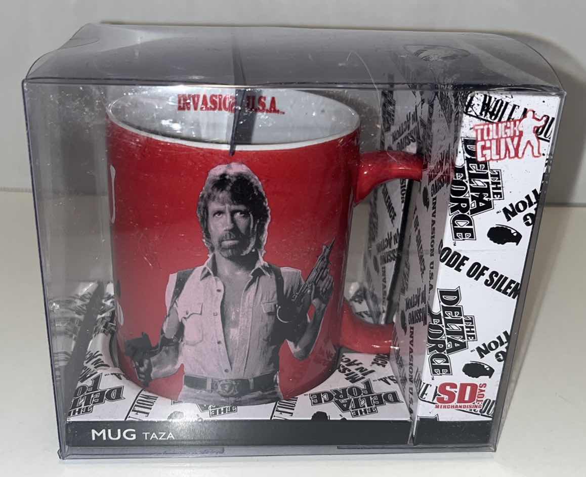 Photo 1 of NEW SD TOYS TOUGH GUY INVASION U.S.A. CHUCK NORRIS “SEE YOU IN HELL” CERAMIC MUG