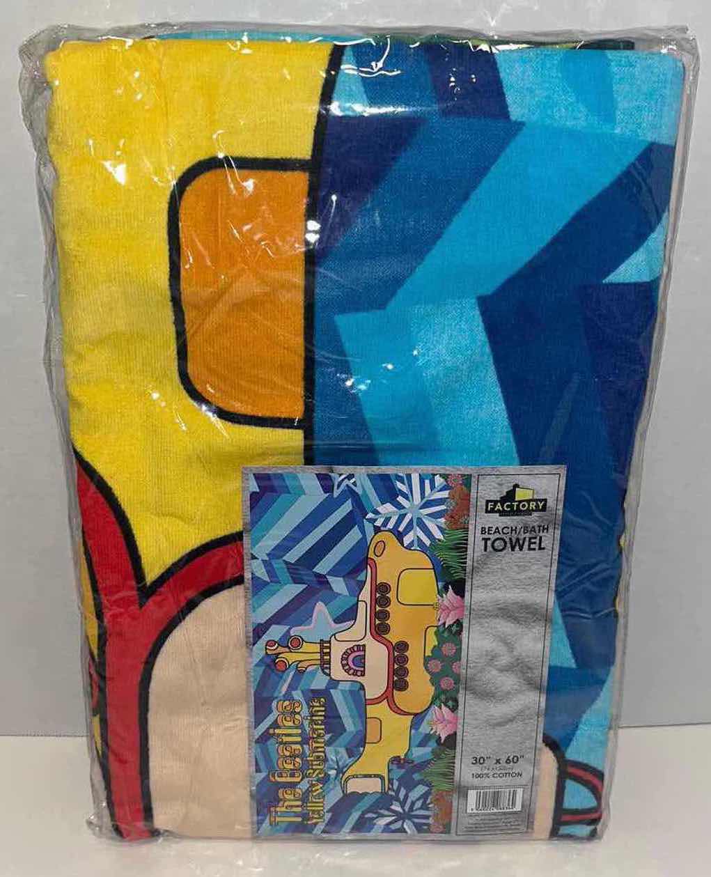 Photo 1 of NEW FACTORY ENTERTAINMENT THE BEATLES YELLOW SUBMARINE 30” X 60” BEACH/BATH TOWEL