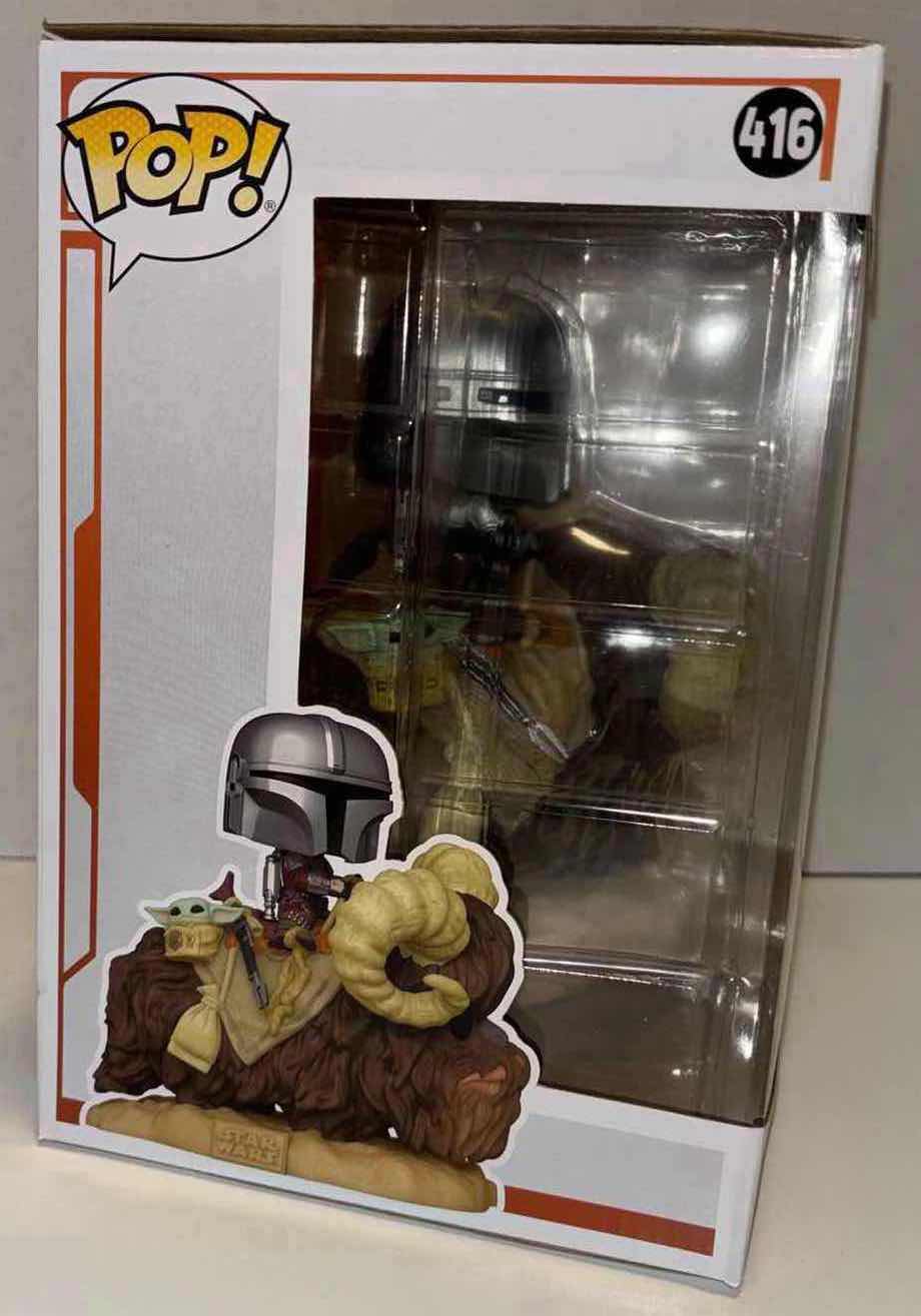Photo 1 of $40 NEW FUNKO POP! DELUXE STAR WARS THE MANDALORIAN BOBBLEHEAD FIGURE, #416 “THE MANDALORIAN & THE CHILD ON BANTHA”
