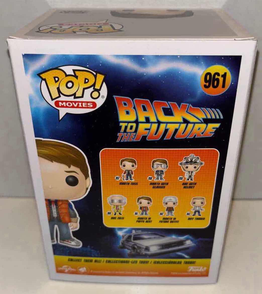 Photo 1 of NEW FUNKO POP! MOVIES VINYL FIGURE, BACK TO THE FUTURE #961 MARTY IN PUFFY VEST