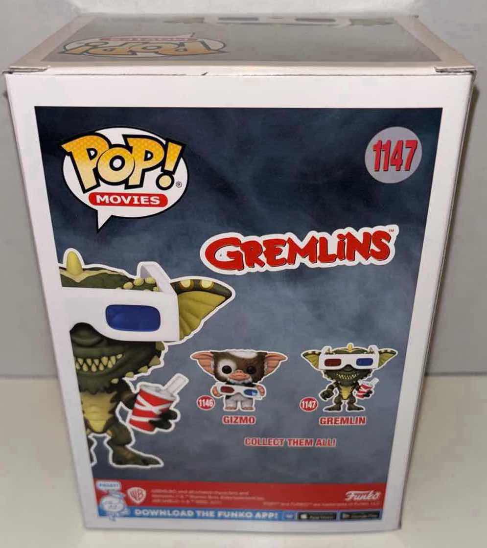 Photo 1 of NEW FUNKO POP! MOVIES VINYL FIGURE, GREMLINS #1147 GREMLIN W 3-D GLASSES
