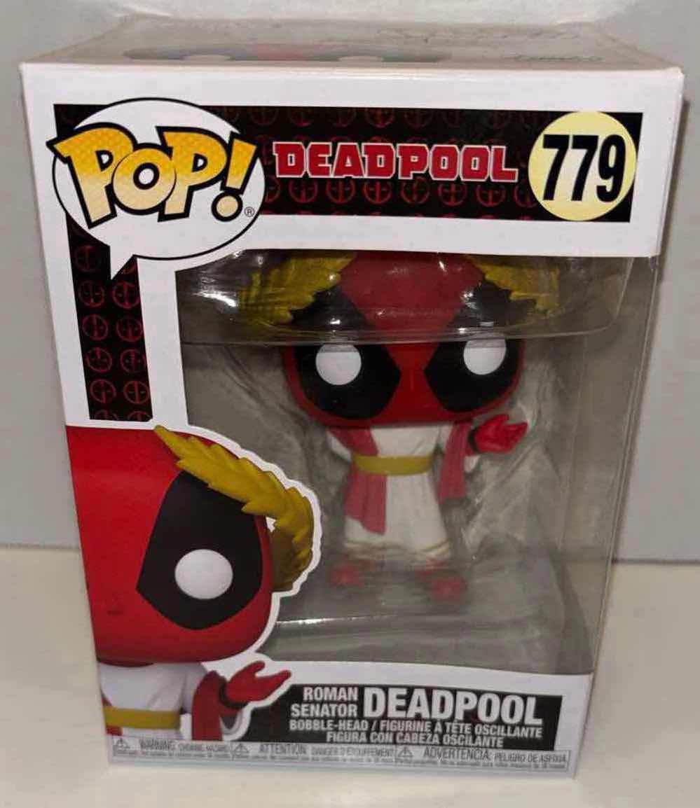 Photo 1 of NEW FUNKO POP! DEADPOOL VINYL BOBBLEHEAD, #779 30TH ANNIVERSARY ROMAN SENATOR DEADPOOL