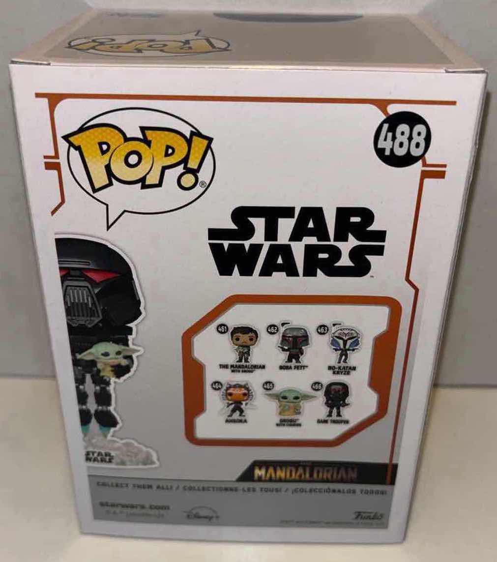 Photo 1 of NEW FUNKO POP! STAR WARS VINYL GLOW IN THE DARK EXCLUSIVE LIMITED EDITION BOBBLEHEAD, #488 DARK TROOPER W GROGU