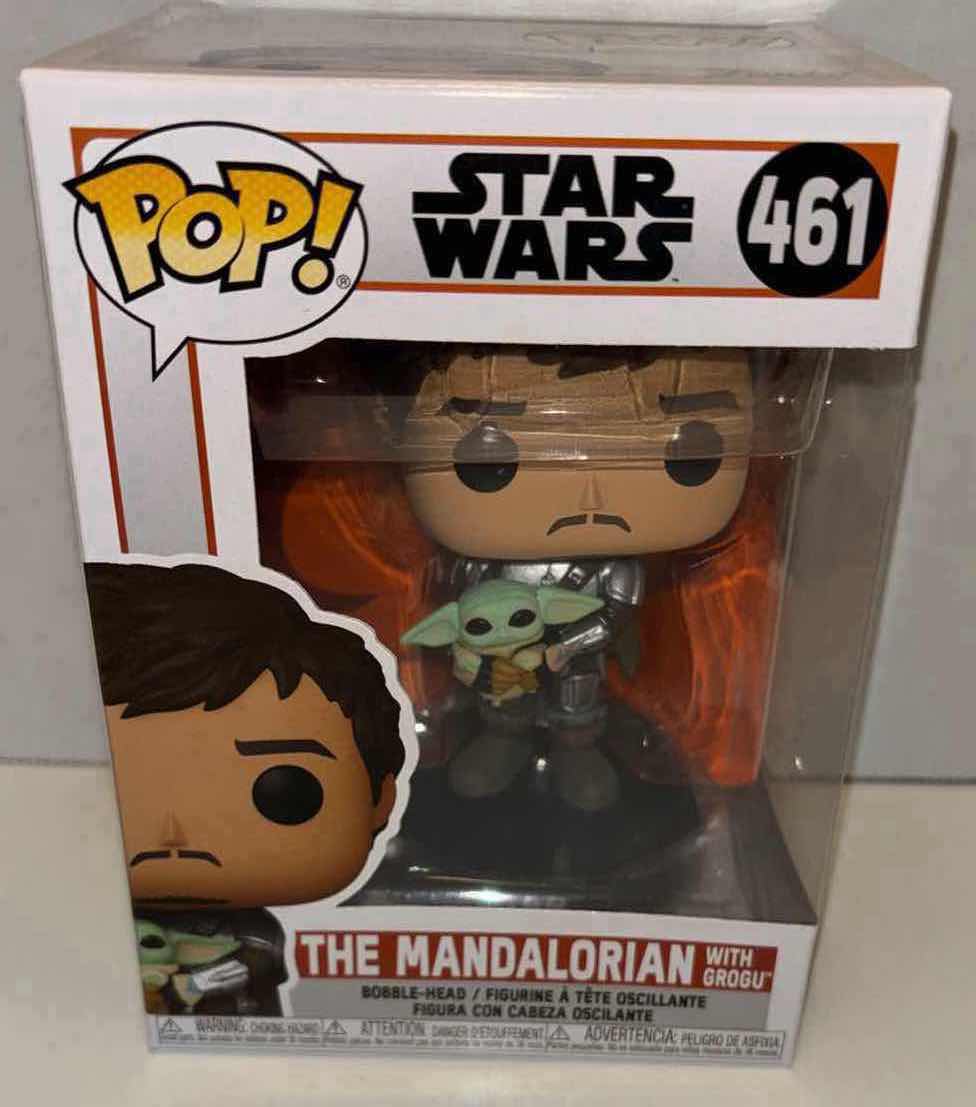 Photo 1 of NEW FUNKO POP! STAR WARS VINYL BOBBLEHEAD, #461 THE MANDALORIAN WITH GROGU