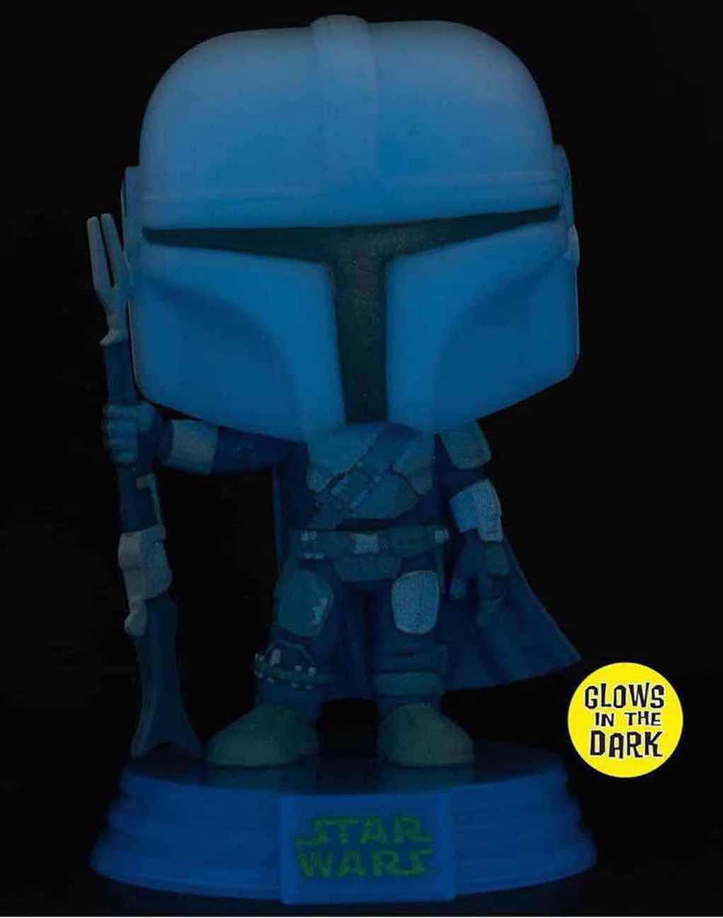 Photo 1 of NEW FUNKO POP! STAR WARS VINYL GLOW IN THE DARK EXCLUSIVE BOBBLEHEAD, #345 “MANDALORIAN HOLOGRAM”