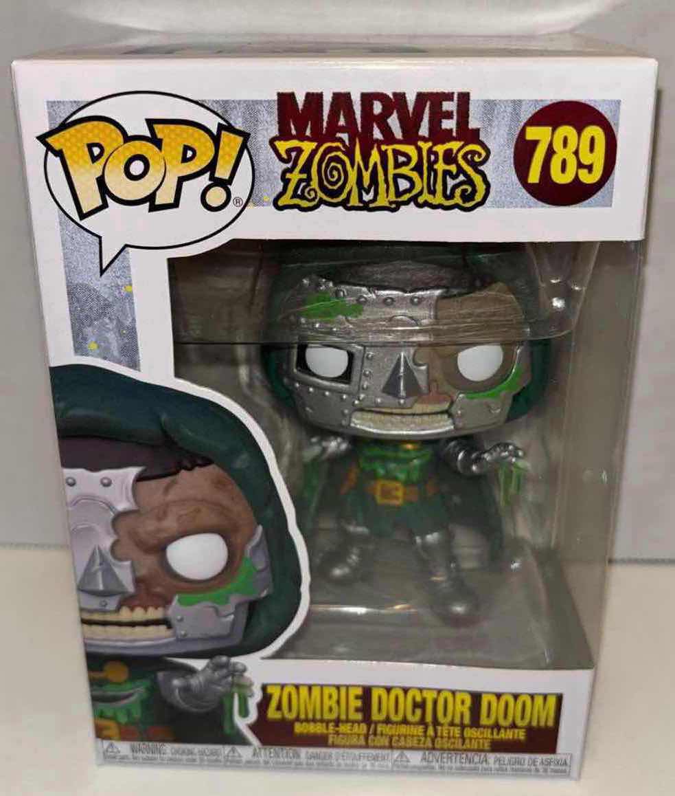 Photo 1 of NEW FUNKO POP! MARVEL ZOMBIES VINYL BOBBLEHEAD FIGURE & POCKET POP! KEYCHAIN, #789 ZOMBIE DOCTOR DOOM & ZOMBIE GAMBIT KEYCHAIN