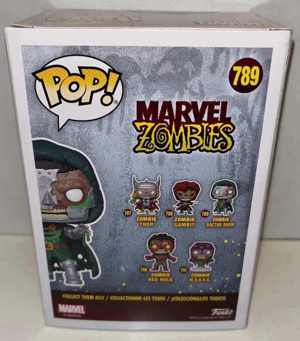 Photo 1 of NEW FUNKO POP! MARVEL ZOMBIES VINYL BOBBLEHEAD FIGURE & POCKET POP! KEYCHAIN, #789 ZOMBIE DOCTOR DOOM & ZOMBIE GAMBIT KEYCHAIN