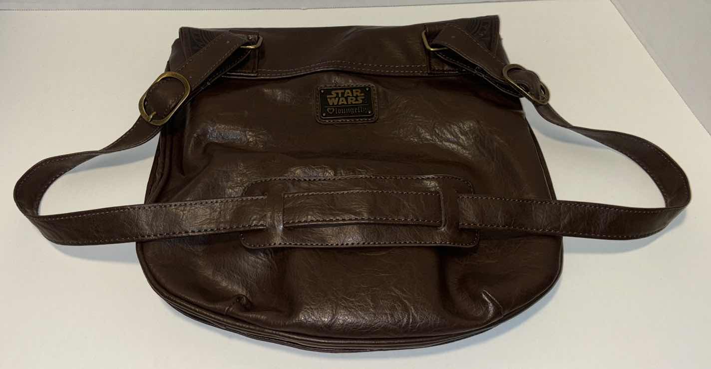 Photo 1 of LOUNGEFLY STAR WARS BOBA FETT BROWN FAUX LEATHER CROSSBODY BAG