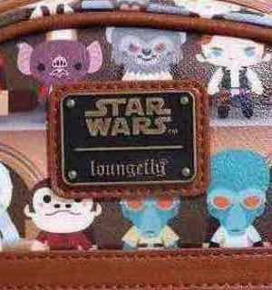 Photo 1 of NEW LOUNGEFLY STAR WARS CREATURE CANTINA MINI FAUX LEATHER BACKPACK W MATCHING BIFOLD WALLET