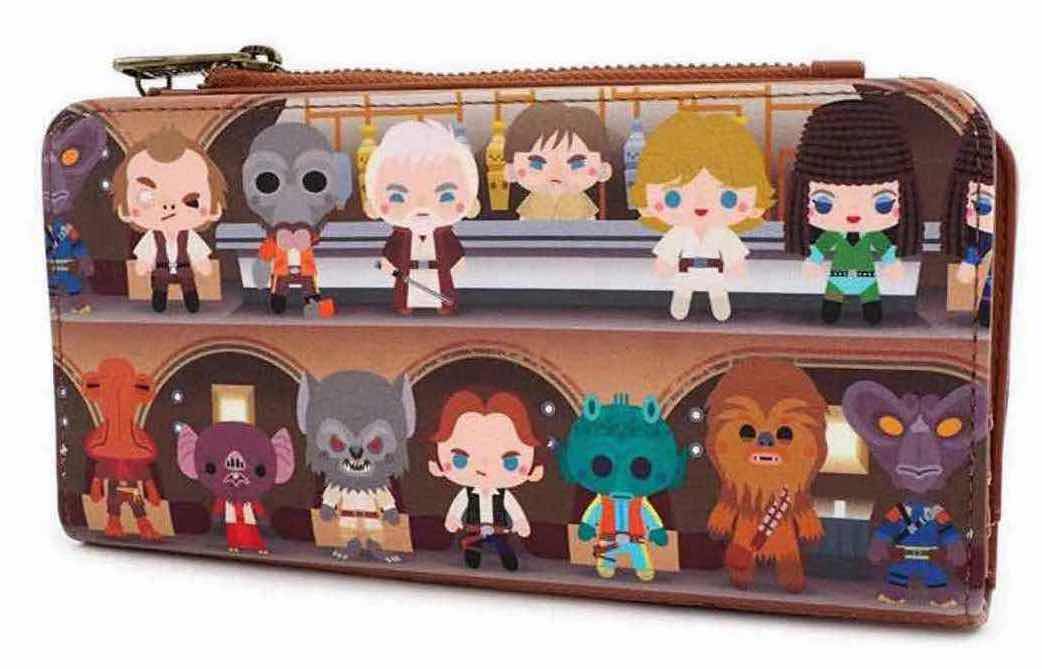 Photo 1 of NEW LOUNGEFLY STAR WARS CREATURE CANTINA MINI FAUX LEATHER BACKPACK W MATCHING BIFOLD WALLET