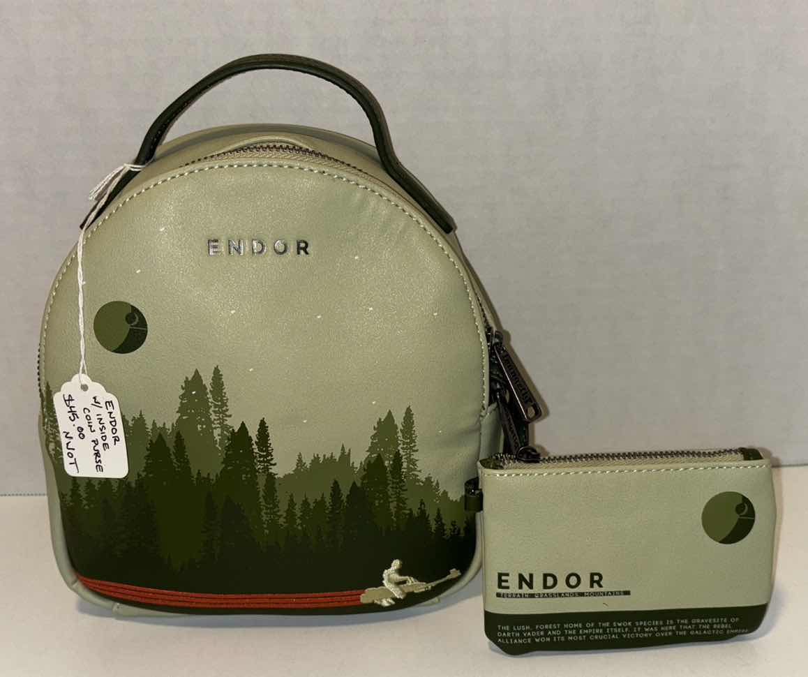 Photo 1 of NEW LOUNGEFLY STAR WARS ENDOR FAUX LEATHER MINI BACKPACK W COIN PURSE