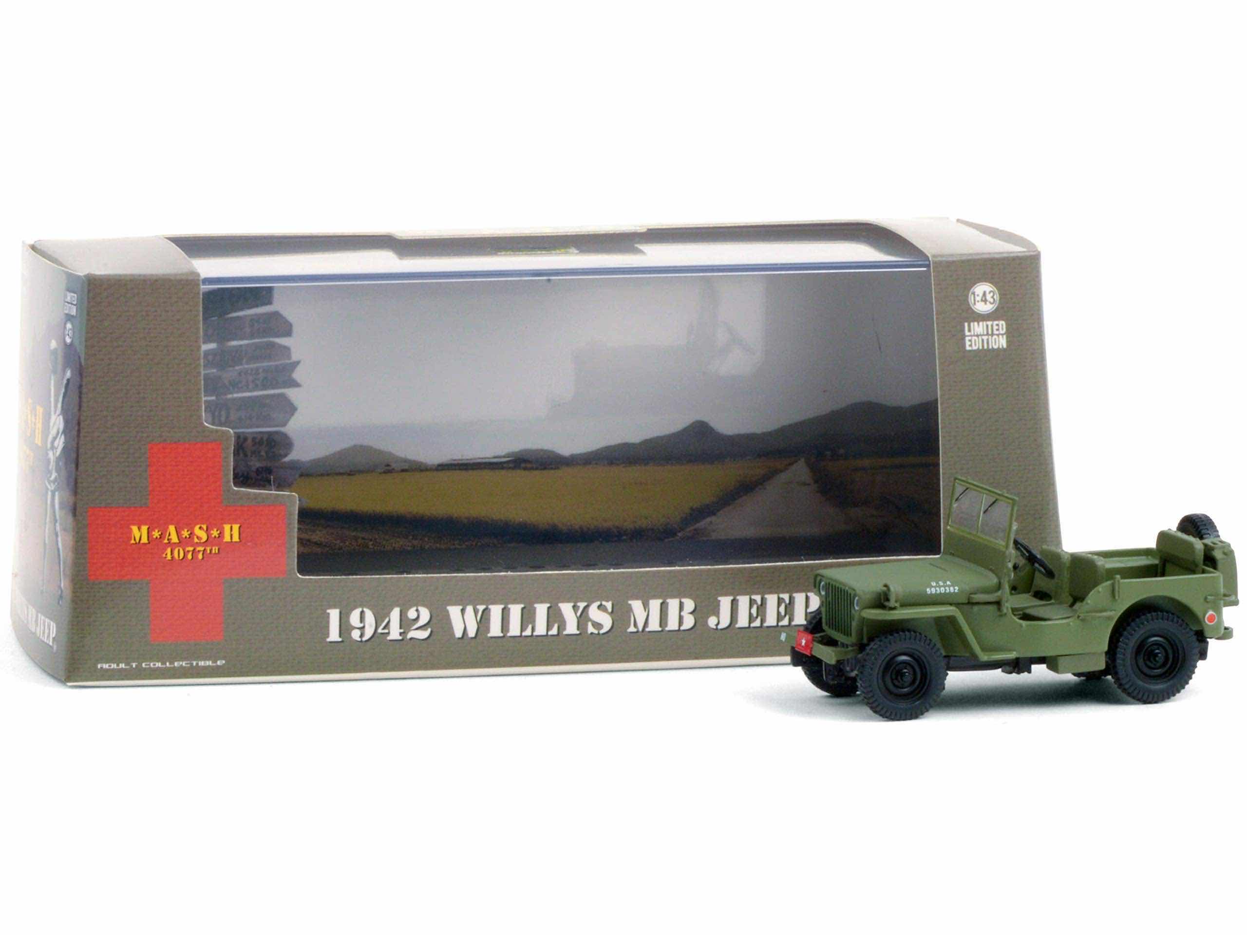 Photo 1 of NEW GREENLIGHT COLLECTIBLES HOLLYWOOD LIMITED EDITION 1:43 SCALE DIE-CAST VEHICLE, M*A*S*H 4077TH 1952 WILLYS M38 A1 JEEP
