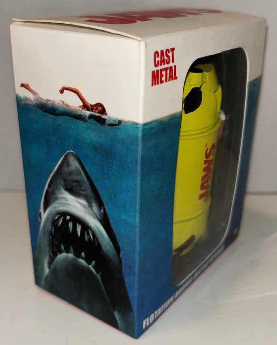 Photo 1 of NEW FACTORY ENTERTAINMENT JAWS CAST METAL FLOTATION BARREL BOTTLE OPENER