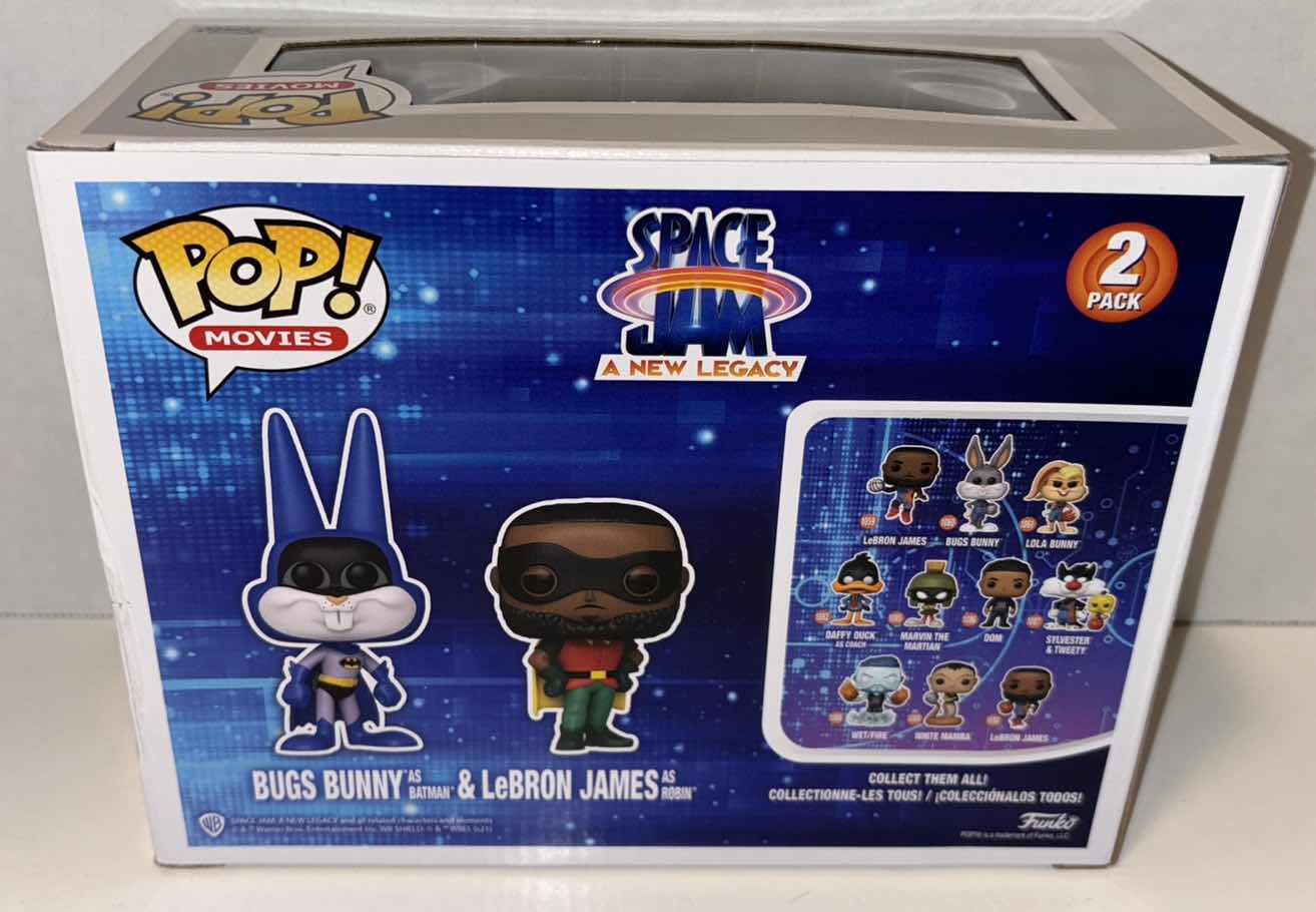 Photo 1 of NEW FUNKO POP! MOVIES VINYL FIGURE TARGET EXCLUSIVE 2-PACK, SPACE JAM A NEW LEGACY “BUGS BUNNY AS BATMAN & LEBRON JAMES AS ROBIN”