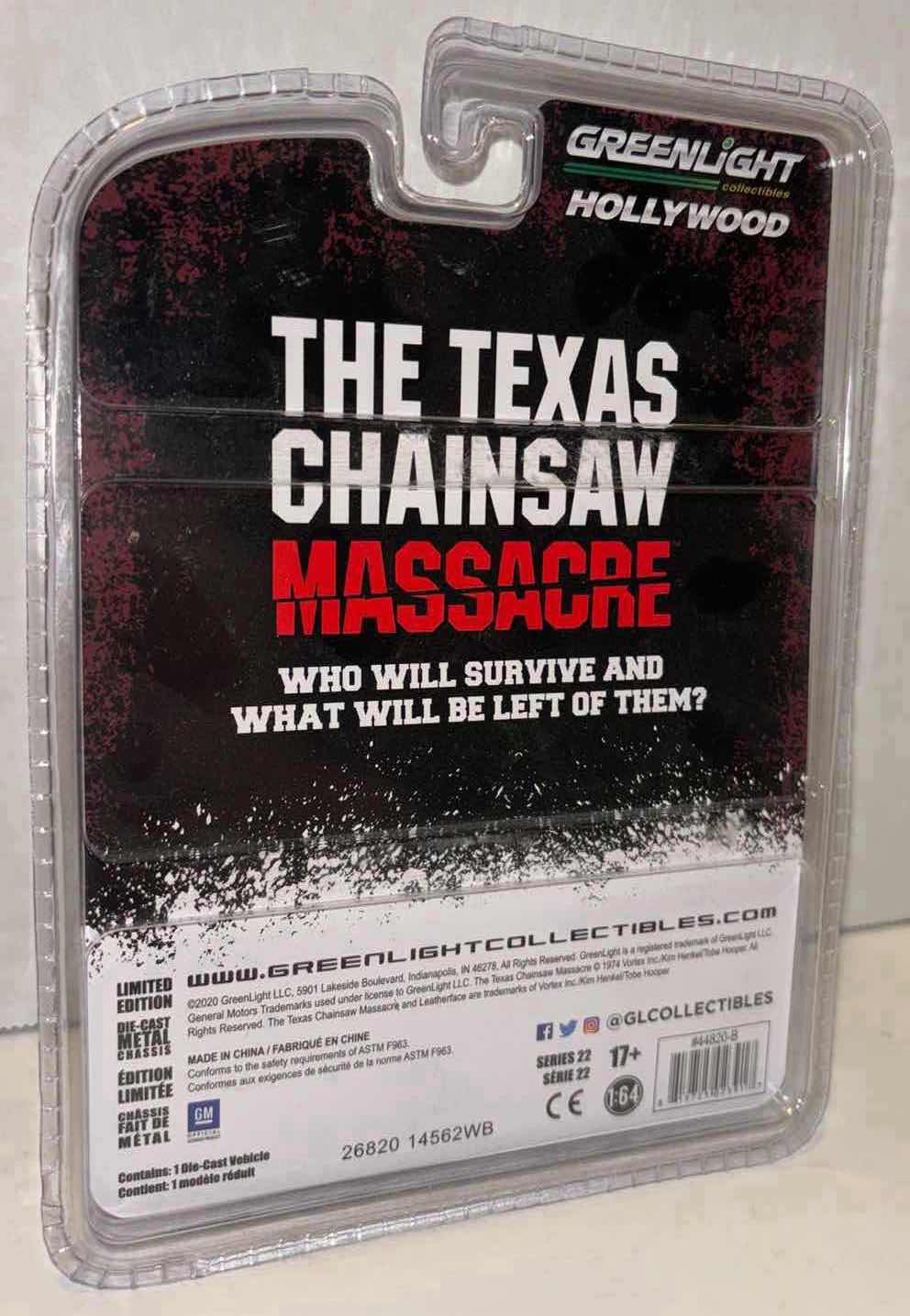 Photo 1 of NEW GREENLIGHT COLLECTIBLES HOLLYWOOD LIMITED EDITION 1:64 SCALE DIE-CAST METAL VEHICLE, THE TEXAS CHAINSAW MASSACRE 1971 CHEVROLET C-10