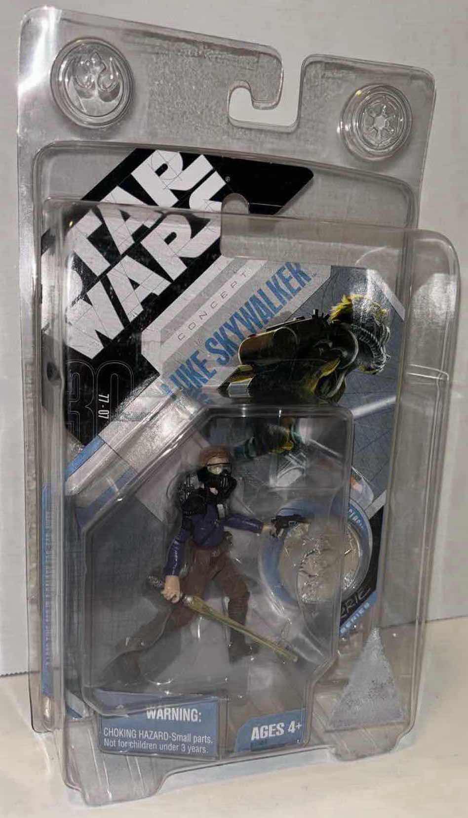 Photo 1 of NEW HASBRO 2007 STAR WARS 30TH ANNIVERSARY RALPH MCQUARRIE SIGNATURE SERIES ACTION FIGURE & ACCESSORIES W EXCLUSIVE COLLECTOR COIN, “CONCEPT LUKE SKYWALKER” IN CLEAR CLAMSHELL CASE