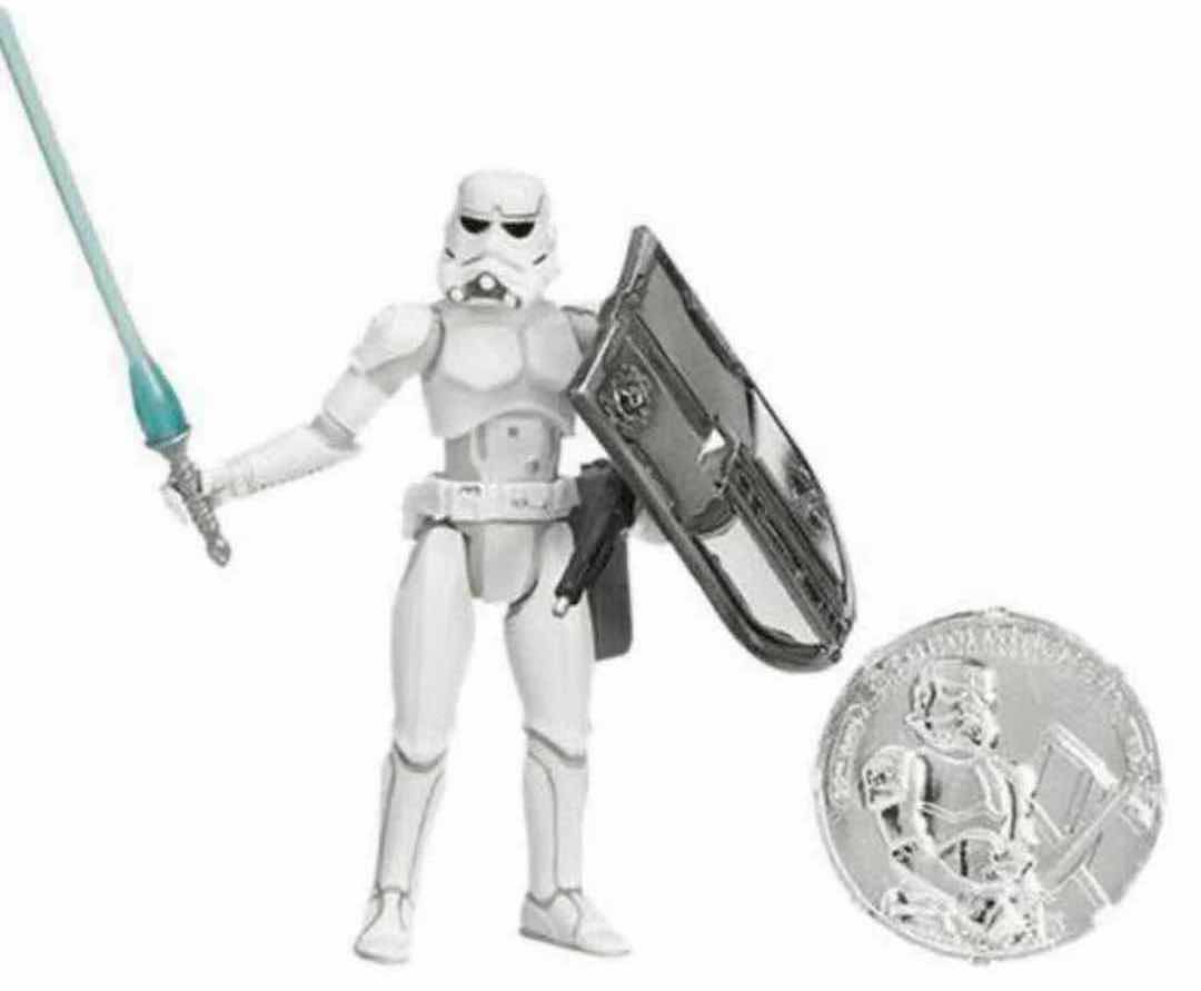 Photo 1 of NEW HASBRO 2006 STAR WARS 30TH ANNIVERSARY RALPH MCQUARRIE SIGNATURE SERIES ACTION FIGURE & ACCESSORIES W EXCLUSIVE COLLECTOR COIN, “CONCEPT STORMTROOPER” IN CLEAR CLAMSHELL CASE