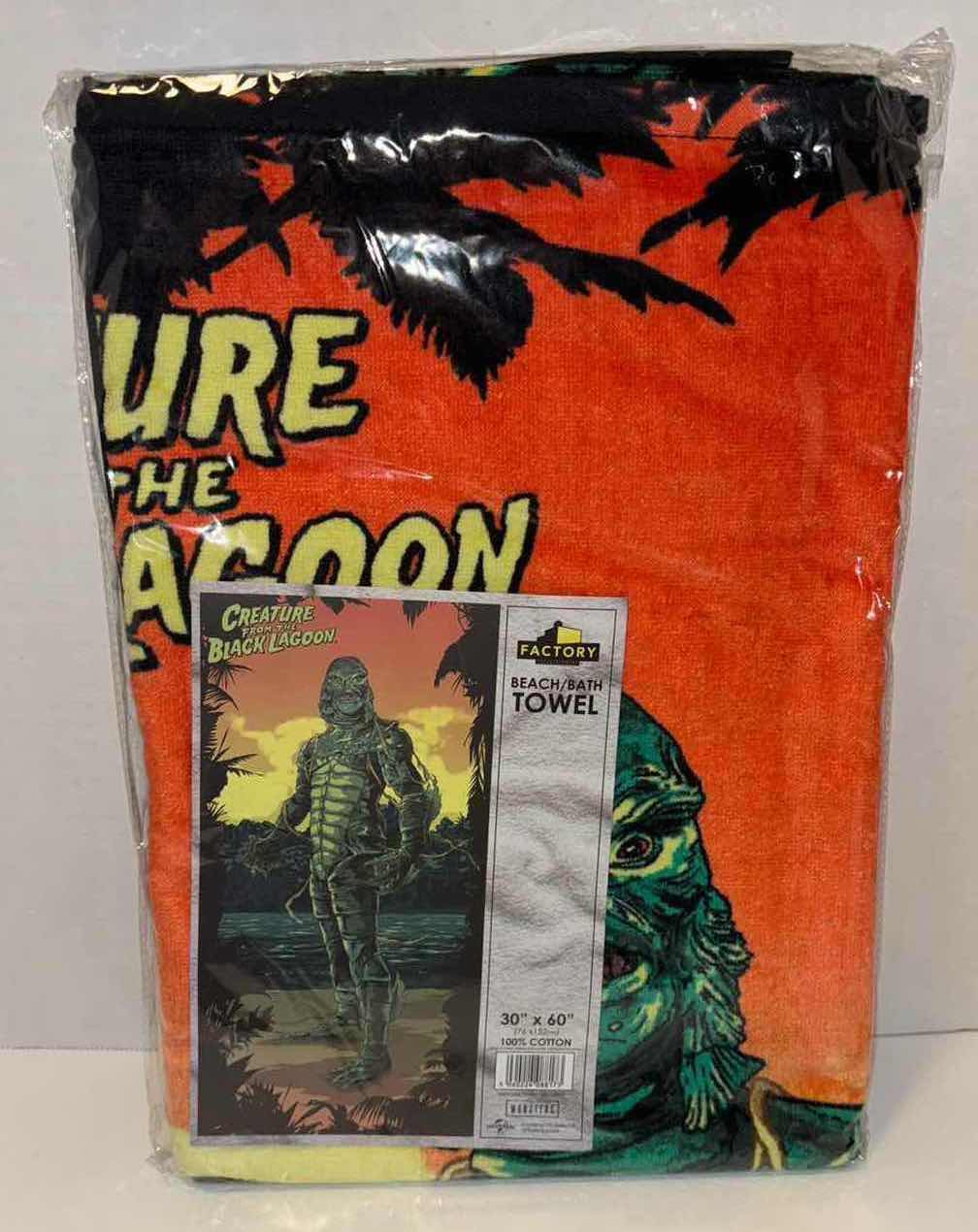 Photo 1 of NEW FACTORY ENTERTAINMENT “THE CREATURE FROM THE BLACK LAGOON” 30” X 60” BEACH/BATH TOWEL