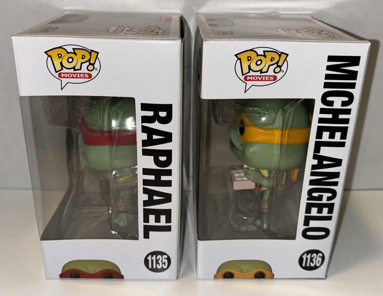Photo 3 of NEW FUNKO POP! MOVIES VINYL FIGURE, 2-PACK TEENAGE MUTANT NINJA TURTLES #1135 RAPHAEL & #1136 MICHELANGELO