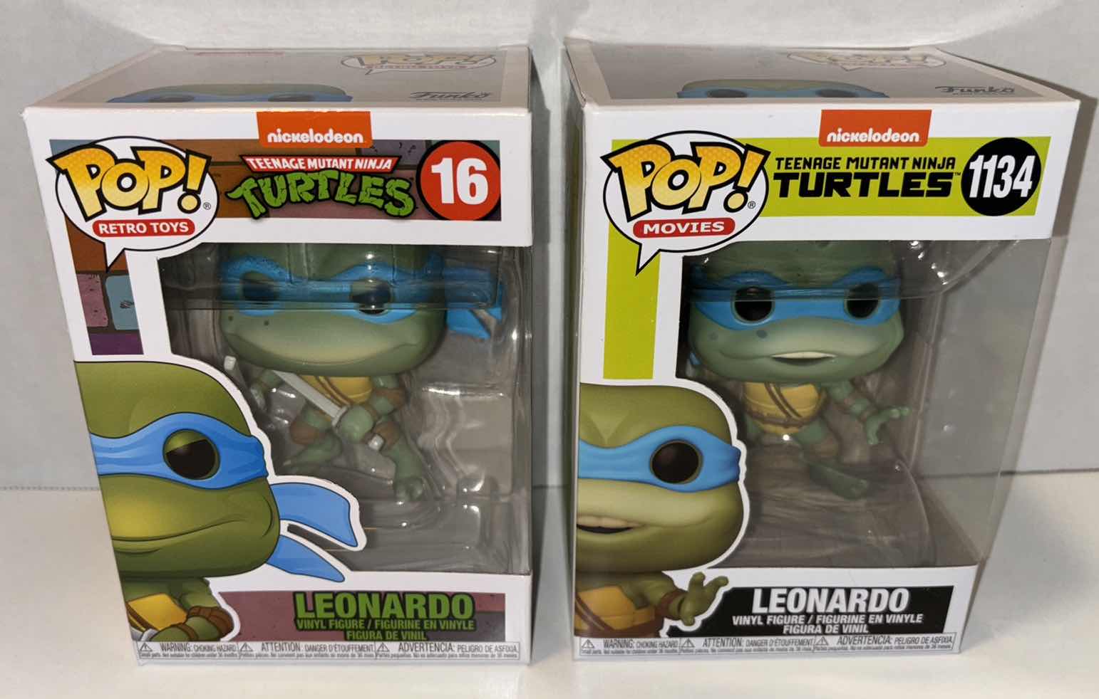 Photo 1 of NEW FUNKO POP! VINYL FIGURE, 2-PACK TEENAGE MUTANT NINJA TURTLES RETRO TOYS #16 LEONARDO & MOVIES #1134 LEONARDO