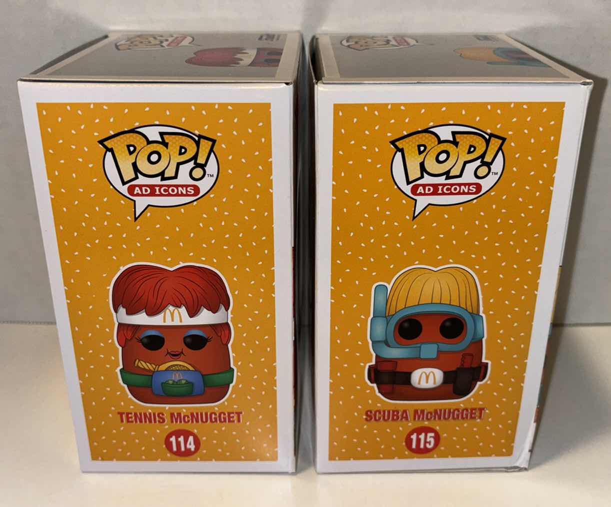 Photo 1 of NEW FUNKO POP! AD ICONS VINYL FIGURE, 2-PACK #114 TENNIS MCNUGGET & TARGET EXCLUSIVE #115 SCUBA MCNUGGET