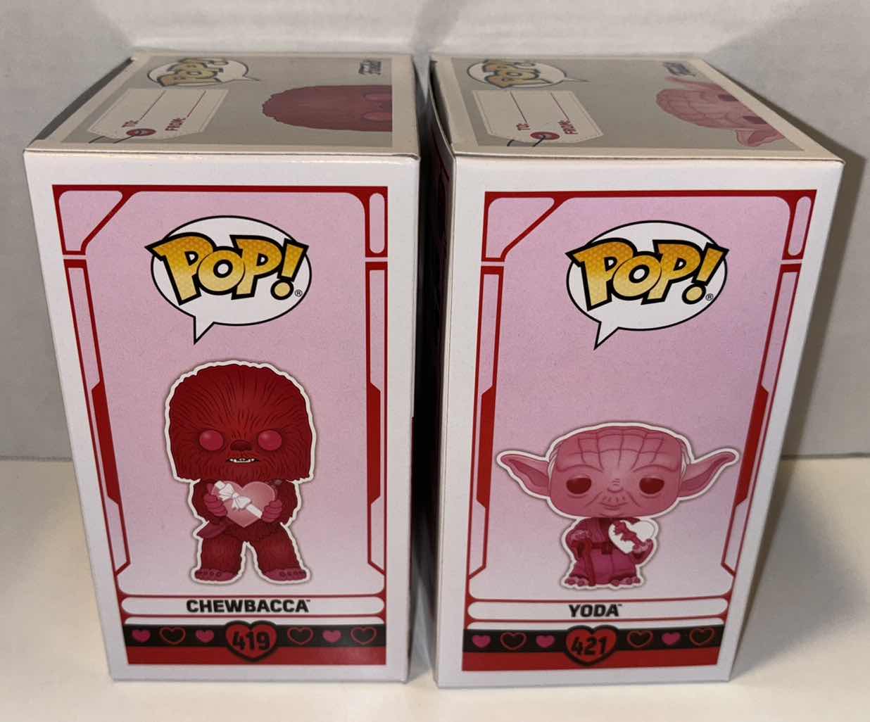 Photo 1 of NEW FUNKO POP! STAR WARS BOBBLEHEAD-HEAD VINYL FIGURE, 2-PACK #419 VALENTINES CHEWBACCA & #421 VALENTINES YODA