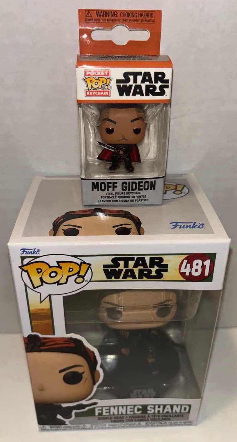 Photo 1 of NEW FUNKO POP! STAR WARS THE MANDALORIAN BOBBLE-HEAD VINYL FIGURE, 2-PACK #481 FENNEC SHAND & POCKET POP! KEYCHAIN “MOFF GIDEON”