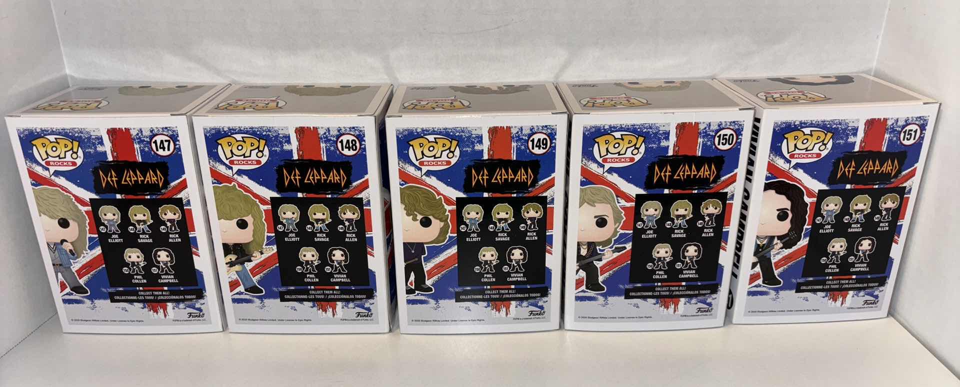 Photo 1 of NEW FUNKO POP! ROCKS VINYL FIGURES, DEF LEPPARD COMPLETE SET OF 5 (#147 #148 #149 #150 #151)