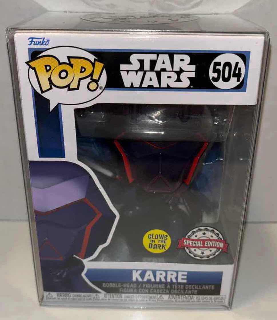 Photo 1 of NEW FUNKO POP! STAR WARS SPECIAL EDITION GLOW IN THE DARK BOBBLE-HEAD VINYL FIGURE, #504 KARRE IN CLEAR PLASTIC PROTECTIVE CASE