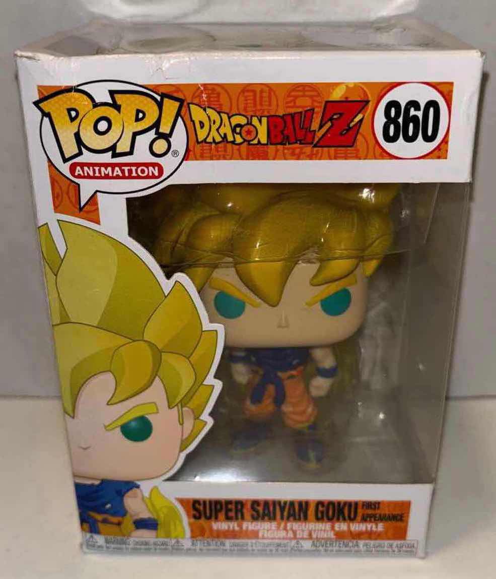 Photo 2 of NEW FUNKO POP! ANIMATION DRAGONBALL Z VINYL FIGURE, #860 SUPER SAIYAN GOKU FIRST APPEARANCE