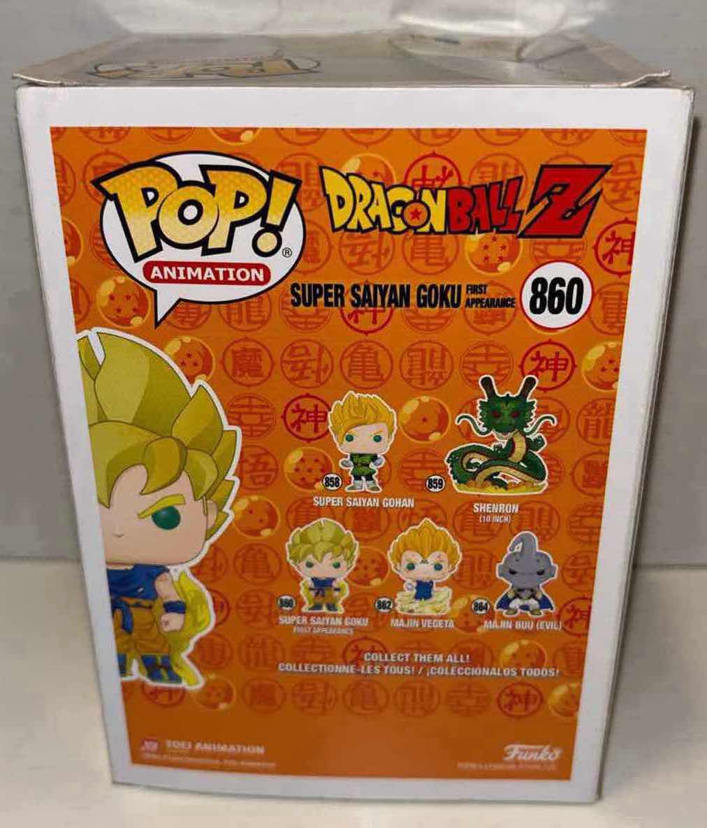 Photo 5 of NEW FUNKO POP! ANIMATION DRAGONBALL Z VINYL FIGURE, #860 SUPER SAIYAN GOKU FIRST APPEARANCE
