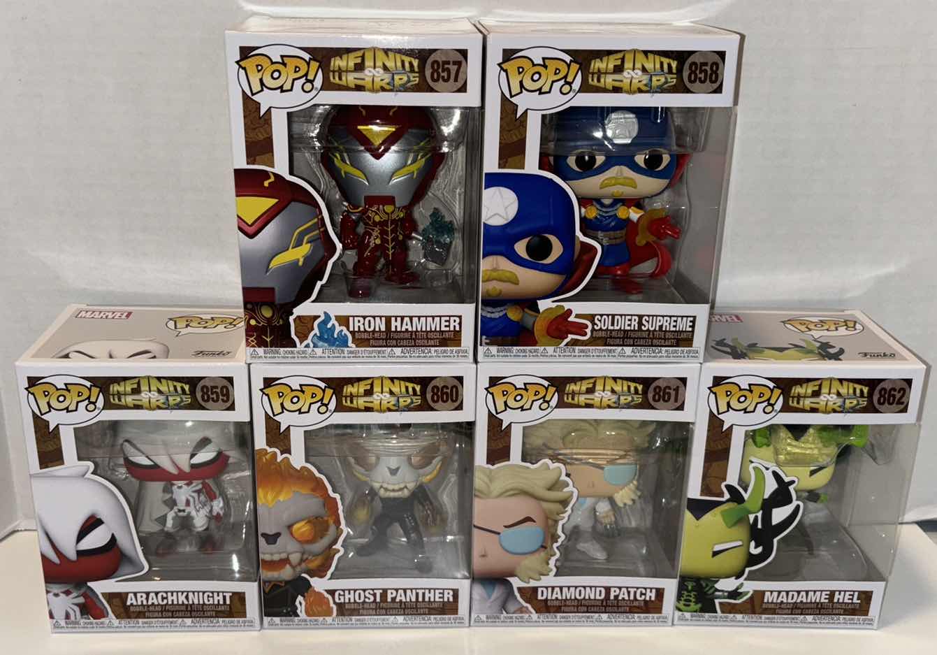 Photo 1 of NEW FUNKO POP! MARVEL INFINITY WARPS BOBBLE-HEAD VINYL FIGURES, COMPLETE SET OF 6