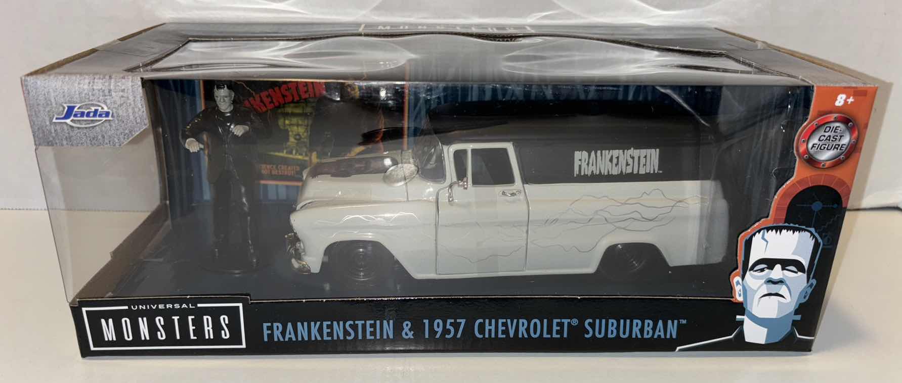 Photo 1 of NEW JADA TOYS UNIVERSAL MONSTER DIE-CAST VEHICLE & FIGURE “FRANKENSTEIN & 1957 CHEVROLET SUBURBAN”