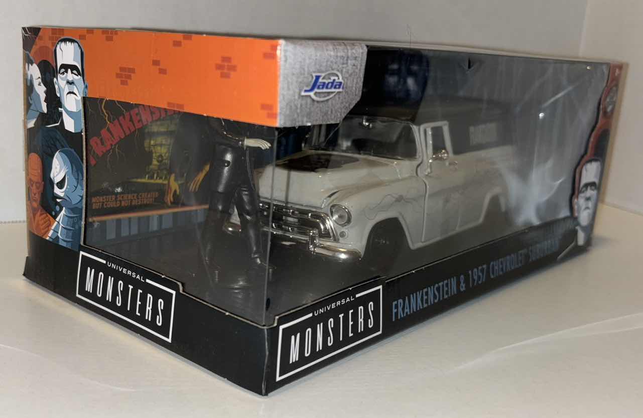 Photo 1 of NEW JADA TOYS UNIVERSAL MONSTER DIE-CAST VEHICLE & FIGURE “FRANKENSTEIN & 1957 CHEVROLET SUBURBAN”