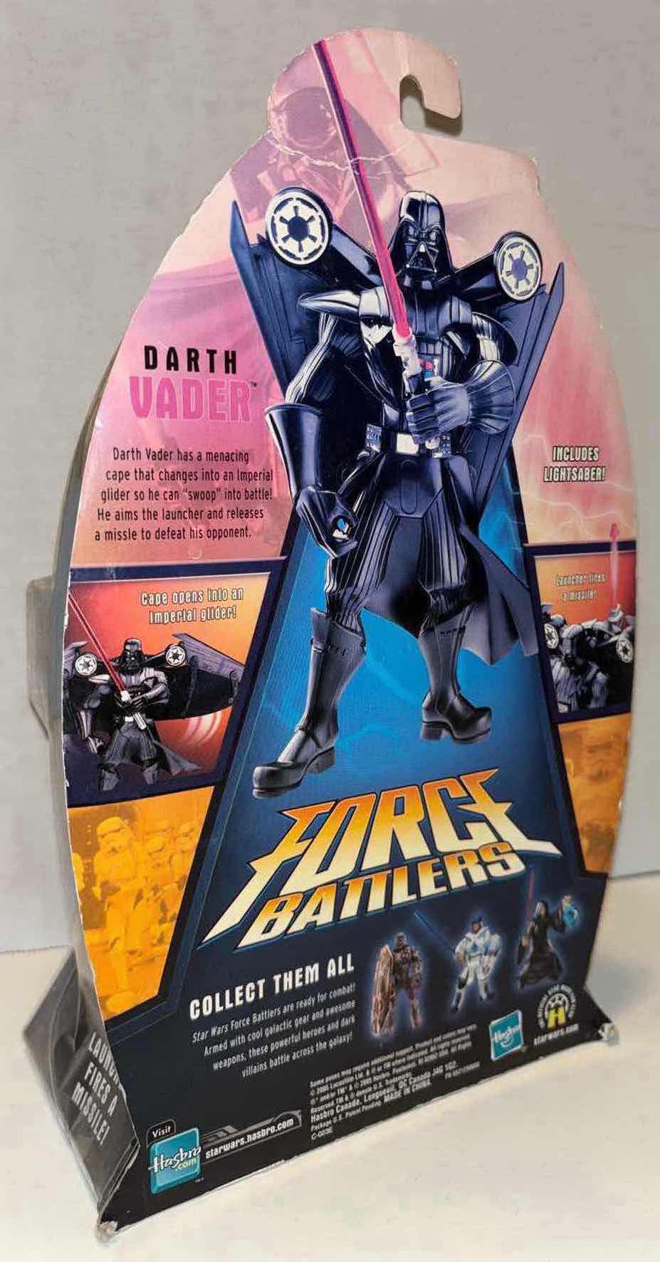 Photo 1 of NEW HASBRO 2005 STAR WARS FORCE BATTLERS “DARTH VADER” ACTION FIGURE WITH MISSILE-LAUNCHING GLIDER CAPE