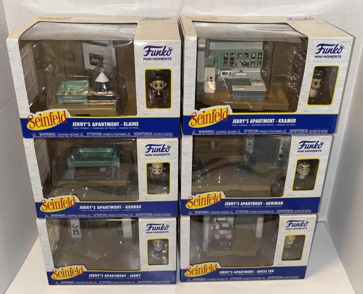 Photo 1 of NEW FUNKO MINI MOMENTS SEINFELD JERRY’S APARTMENT VINYL FIGURES & PLAYSETS, SET OF 6