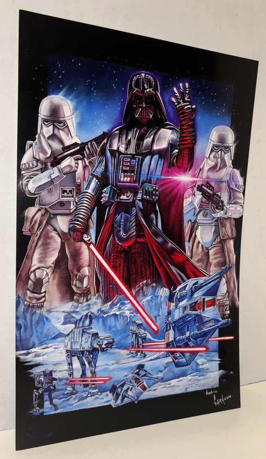 Photo 1 of VICTOR GARDUNO “VADER AT HOTH” 11” X 17” INFINITY GLOSS UNFRAMED PRINT W EMBOSSED SEAL, DIGITAL SIGNATURE & OFFICIAL SIGNATURE W COA INCLUDED, STORED IN A RIGID PRINT PROTECTOR SLEEVE
