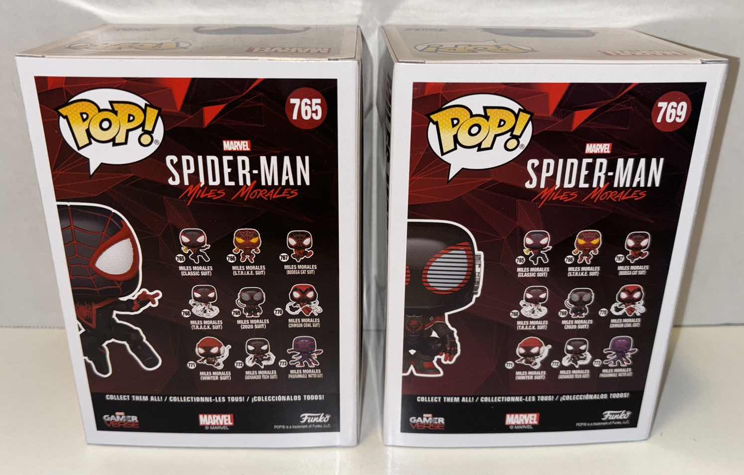 Photo 1 of NEW FUNKO POP! 2-PACK MARVEL SPIDER-MAN GAMERVERSE BOBBLE-HEAD VINYL FIGURE, #765 MILES MORALES (CLASSIC SUIT) & #769 MILES MORALES (2020 SUIT)