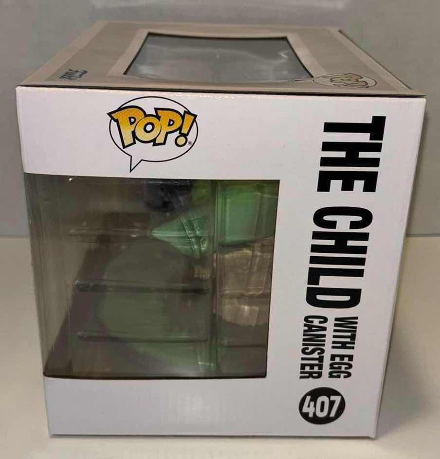 Photo 1 of NEW FUNKO POP! STAR WARS THE MANDALORIAN BOBBLE-HEAD VINYL FIGURE, #407 “THE CHILD WITH EGG CANISTER”