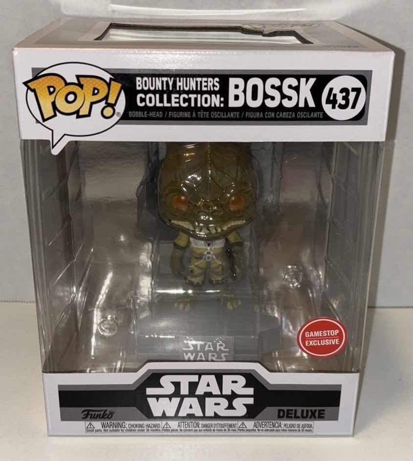 Photo 1 of NEW FUNKO POP! GAMESTOP EXCLUSIVE STAR WARS DELUXE BOBBLE-HEAD VINYL FIGURE, #437 “BOUNTY HUNTERS COLLECTION: BOSSK”