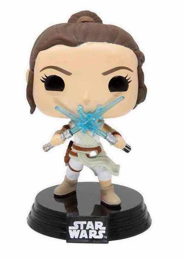 Photo 1 of NEW FUNKO POP! 2-PACK STAR WARS BOBBLE-HEAD VINYL FIGURES, #432 “REY (YELLOW LIGHTSABER) & #434 REY (TWO LIGHTSABERS)”