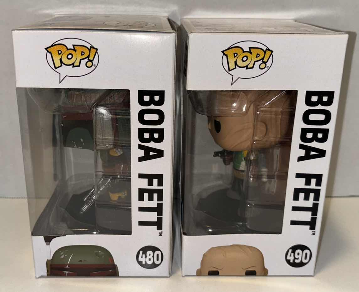 Photo 1 of NEW FUNKO POP! 2-PACK STAR WARS BOBBLE-HEAD VINYL FIGURES, #480 “BOBA FETT” THE BOOK OF BOBA FETT & #490 “BOBA FETT” THE MANDALORIAN